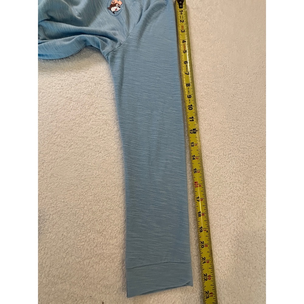 Buc-ees Womens Blue Lightweight Hoodie V-Neck Slub Knit Beaver Logo Size M - Picture 5 of 6